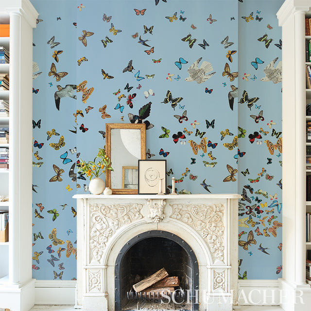 Queen's Flight Panel Set Sky by Peg Norriss Scenic Birds & Butterflies Wallpaper – Schumacher 5010865