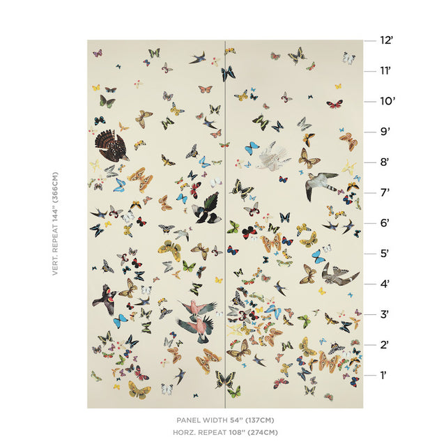 Queen's Flight Panel Set Sand by Peg Norriss Designer Wallpaper – Schumacher 5010866