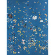 Queen's Flight Panel Set wallpaper in navy by Peg Norriss for Schumacher, featuring birds and butterflies on a blue background.