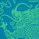 Ruan Dragon Damask Peacock by Schumacher Art Deco Chinoiserie Wallpaper – Schumacher 5010882