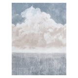 Sirene Panel Set mural by Colette Cosentino for Schumacher, dusk colorway, abstract sky and sea design, installed in a bedroom setting.