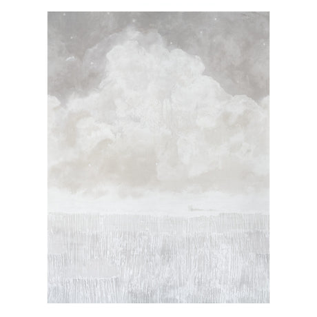Sirene Panel Set by Colette Cosentino for Schumacher. Atmospheric mural wallpaper in opal colorway with abstract cloud and sea design.
