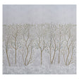 Brindille Golden Accented Panel Set wallpaper by Colette Cosentino for Schumacher, featuring a dreamy forest scene in dove and gold tones.