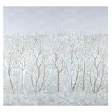 Brindille Golden Accented Panel Set by Colette Cosentino for Schumacher. Artistic forest mural in mineral tones with delicate tree and leaf details.