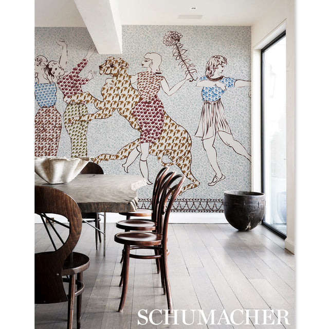 The Golden Age Panel Set Cyan Multi by Peg Norriss Whimsical Scenic Wall Mural – Schumacher 5011090