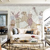 The Golden Age Panel Set Cyan Multi by Peg Norriss Whimsical Scenic Wall Mural – Schumacher 5011090