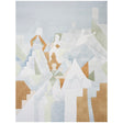 STEPS PANEL SET wallpaper by Peg Norriss for Schumacher, featuring an abstract geometric pattern in sky blue and saddle brown tones.