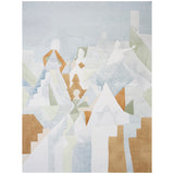 STEPS PANEL SET wallpaper by Peg Norriss for Schumacher, featuring an abstract geometric pattern in sky blue and saddle brown tones.