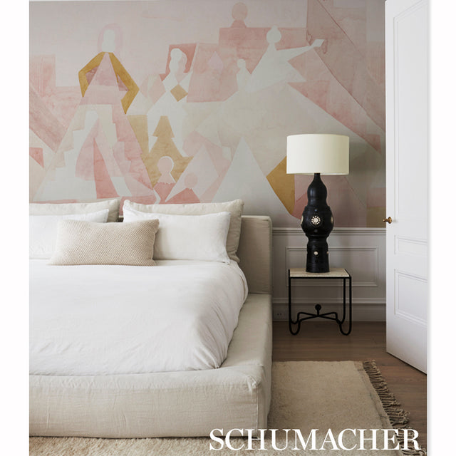 STEPS PANEL SET Rose & Camel by Peg Norriss Abstract Wall Mural – Schumacher 5011101