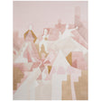 STEPS PANEL SET by Peg Norriss for Schumacher in Rose & Camel, abstract geometric wall mural with pink and camel tones