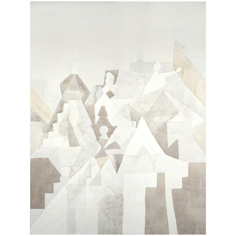STEPS PANEL SET wallpaper in Argil and Stone by Peg Norriss for Schumacher, abstract geometric wall mural in neutral tones