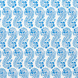LANI by Molly Mahon for Schumacher. Blue paisley and botanical block print wallpaper on white background.