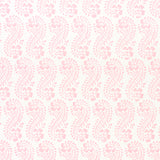 LANI by Molly Mahon for Schumacher. Pink paisley and botanical block print wallpaper in a lighthearted, tropical-inspired design.