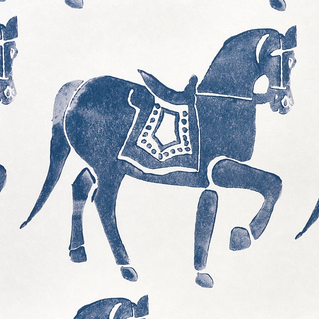Marwari Horse Navy by Molly Mahon Whimsical Horse Wallpaper – Schumacher 5011130