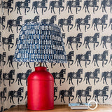 Marwari Horse Navy by Molly Mahon Whimsical Horse Wallpaper – Schumacher 5011130