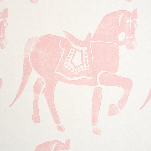 Marwari Horse Pink by Molly Mahon Whimsical Horse Wallpaper – Schumacher 5011132
