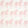 Marwari Horse wallpaper in pink by Molly Mahon for Schumacher, featuring whimsical horses inspired by traditional Indian block prints.