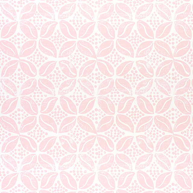 COFFEE BEAN wallpaper in pink by Molly Mahon for Schumacher, featuring a playful coffee bean motif in a hand block print style.