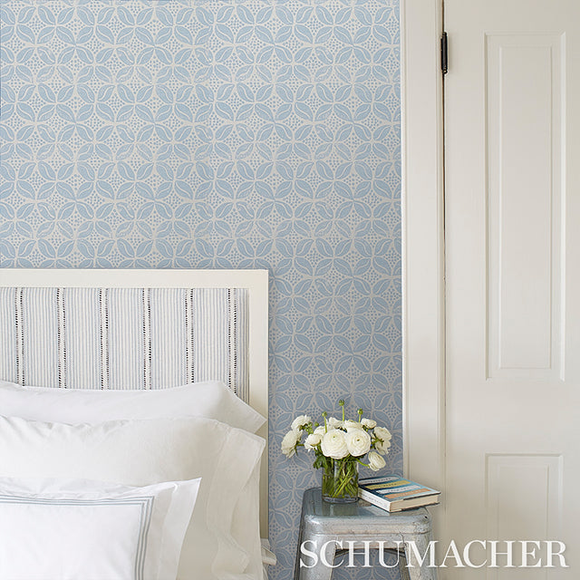 COFFEE BEAN Sky by Molly Mahon Playful Hand Block Print Wallpaper – Schumacher 5011141