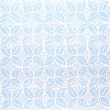 COFFEE BEAN wallpaper in Sky by Molly Mahon for Schumacher, a playful blue and white hand block print pattern inspired by the Arab coffee bean motif.