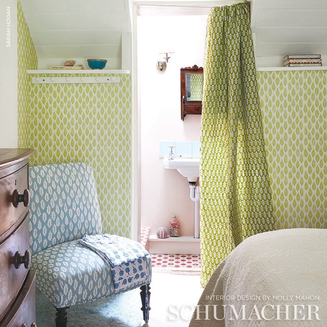Leaf Grass Green by Molly Mahon Modern Botanical Wallpaper – Schumacher 5011150