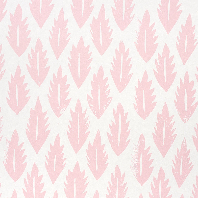 Leaf Pink by Molly Mahon Hand Block Print Wallpaper – Schumacher 5011151