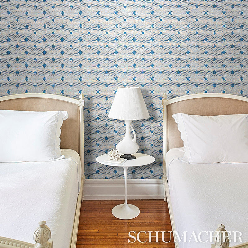 Spot & Star Blue by Molly Mahon Digital Print Wallpaper – Schumacher 5011170