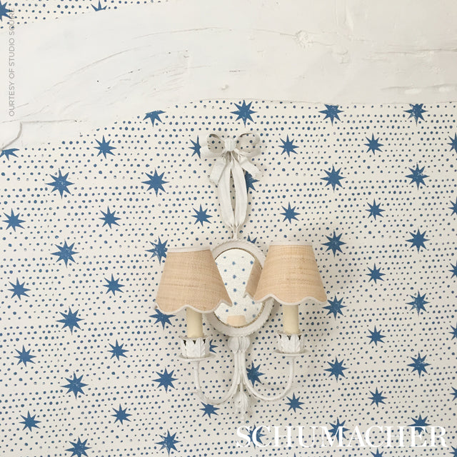 Spot & Star Blue by Molly Mahon Digital Print Wallpaper – Schumacher 5011170