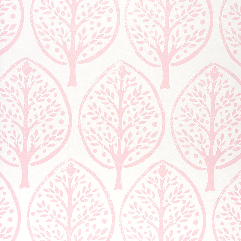 TREE Pink by Molly Mahon Stylized Tree Motif Wallpaper – Schumacher 5011181
