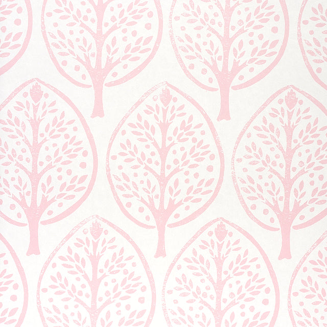 TREE Pink by Molly Mahon Stylized Tree Motif Wallpaper – Schumacher 5011181