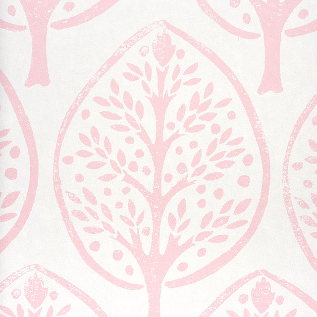 TREE Pink by Molly Mahon Stylized Tree Motif Wallpaper – Schumacher 5011181