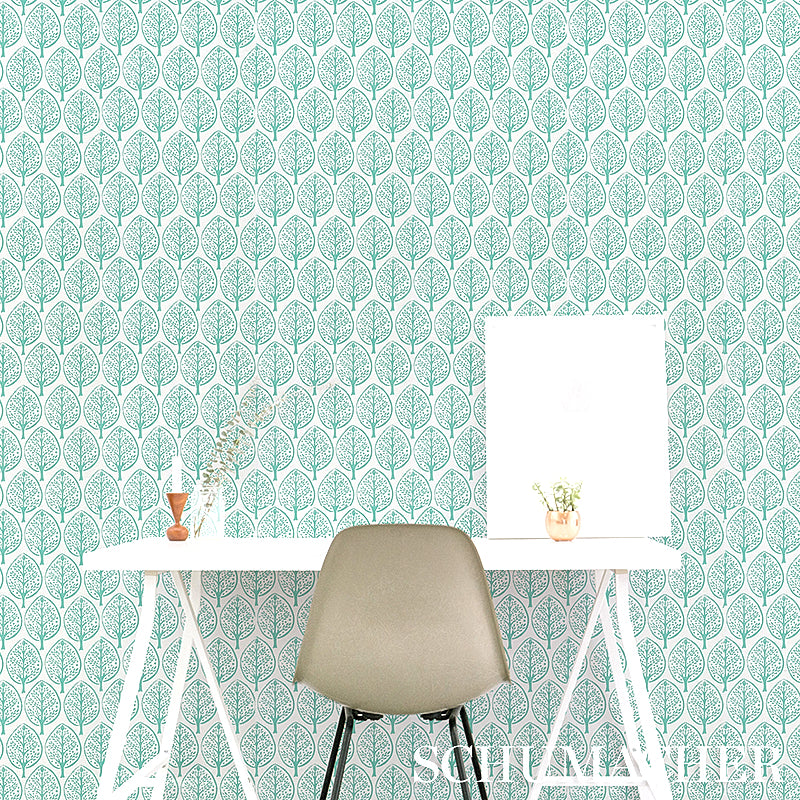 TREE Pink by Molly Mahon Stylized Tree Motif Wallpaper – Schumacher 5011181