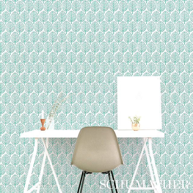TREE Pink by Molly Mahon Stylized Tree Motif Wallpaper – Schumacher 5011181