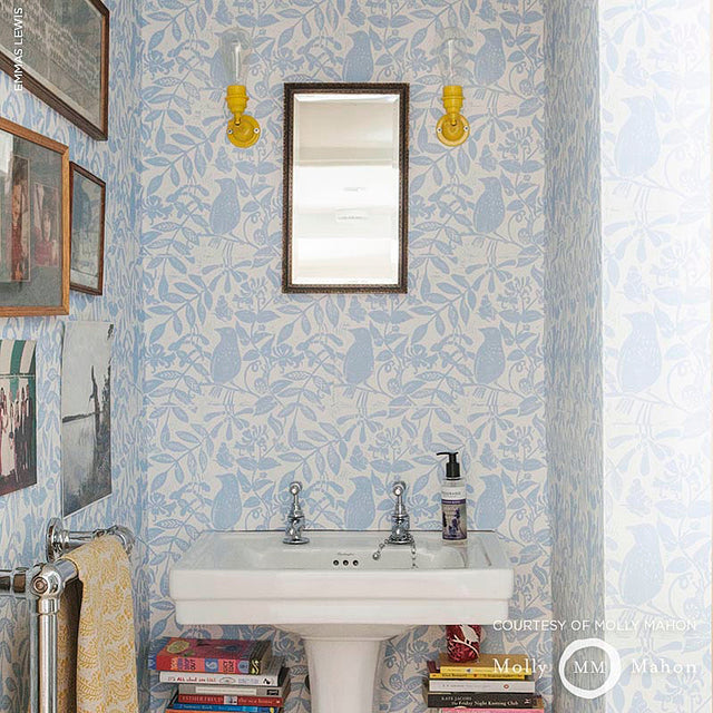 Bird & Bee Sky by Molly Mahon Botanical Wallpaper – Schumacher 5011190
