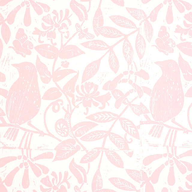 Bird & Bee Pink by Molly Mahon Botanical Wallpaper – Schumacher 5011191