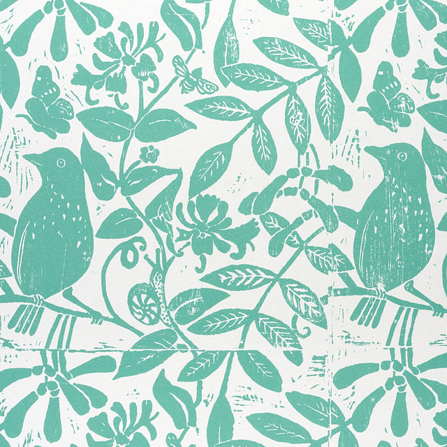 Bird & Bee Seaglass by Molly Mahon Botanical Wallpaper – Schumacher 5011192