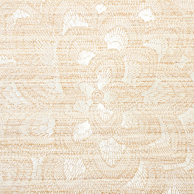 Lotus Embroidery Sisal Ivory by Schumacher Embroidered Floral Wallpaper – Schumacher 5011210