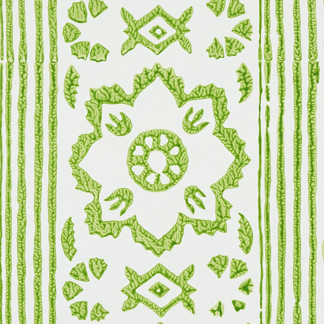 Sunda Hand Blocked Print Leaf by Schumacher Green Geometric Floral Wallpaper – Schumacher 5011220