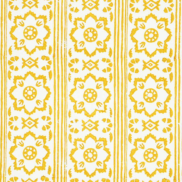 Sunda Hand Blocked Print Yellow by Schumacher Geometric Medallion Stripe Wallpaper – Schumacher 5011222