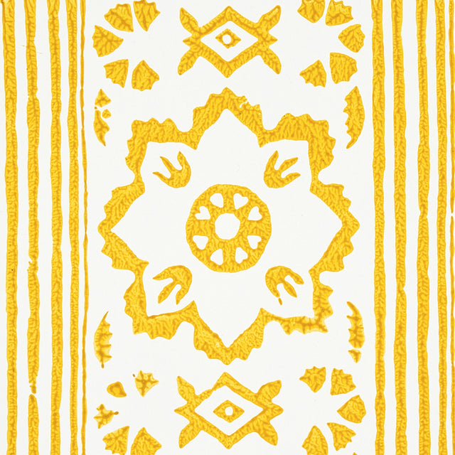 Sunda Hand Blocked Print Yellow by Schumacher Geometric Medallion Stripe Wallpaper – Schumacher 5011222