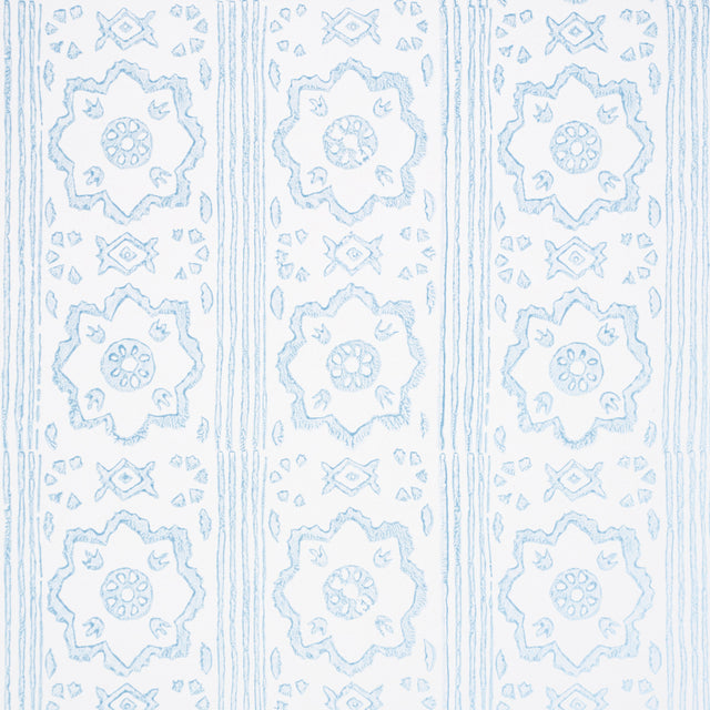 Sunda Hand Blocked Print Sky by Schumacher Jacaranda Collection Block Print Wallpaper – Schumacher 5011223