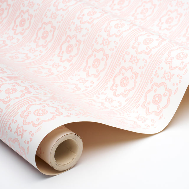 Sunda Hand Blocked Print Blush by Schumacher Jacaranda Collection Hand Blocked Geometric Wallpaper – 5011224