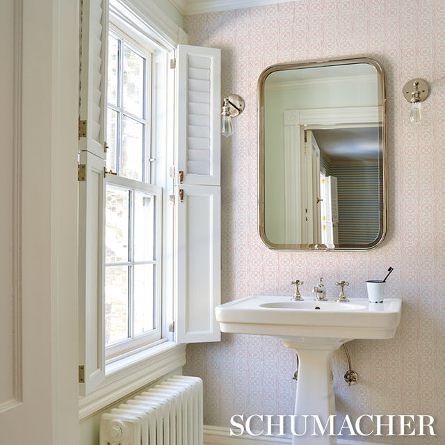 Sunda Hand Blocked Print Blush by Schumacher Jacaranda Collection Hand Blocked Geometric Wallpaper – 5011224