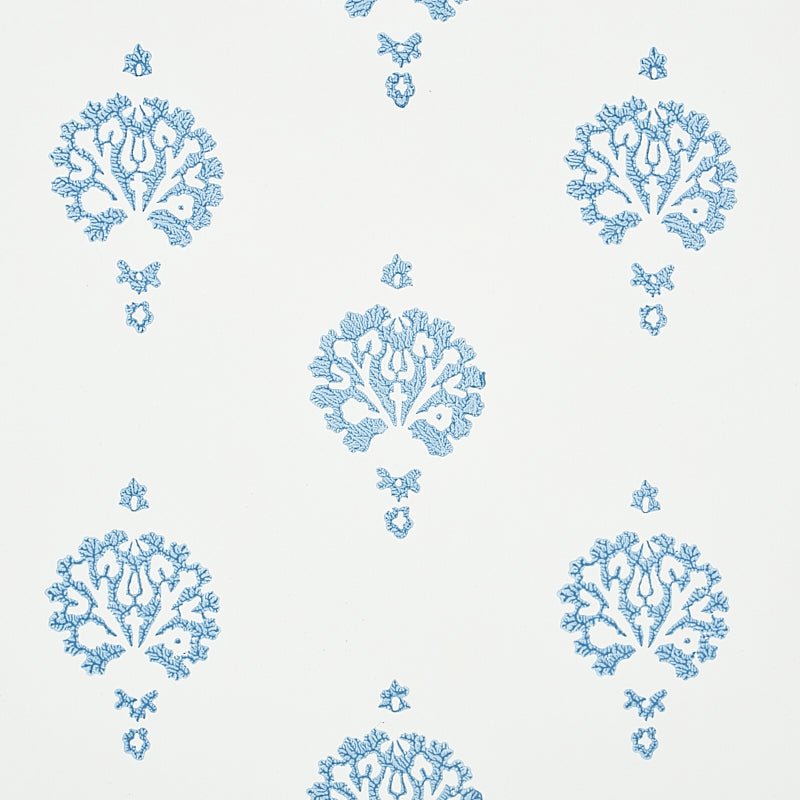 Dahlia Hand Blocked Print Blue by Schumacher Jacaranda Collection Hand Blocked Floral Wallpaper – Schumacher 5011230