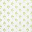 Dahlia Hand Blocked Print wallpaper in Leaf green, a hand-printed floral motif on white background by Schumacher.