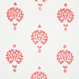 Dahlia Hand Blocked Print Red by Schumacher Traditional Floral Wallpaper – Schumacher 5011232