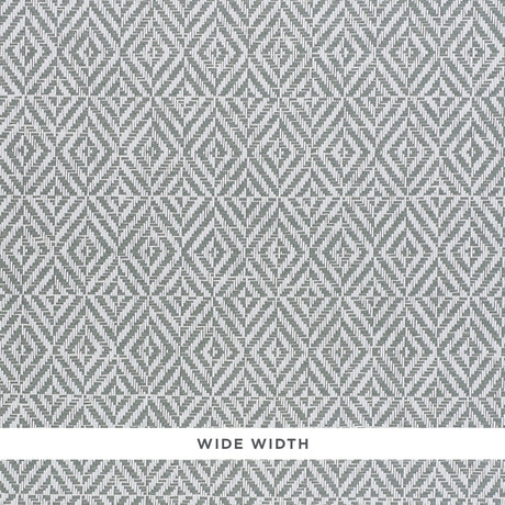 JUBILEE PAPERWEAVE grey woven geometric wallpaper by Schumacher, shown in close-up and room setting.