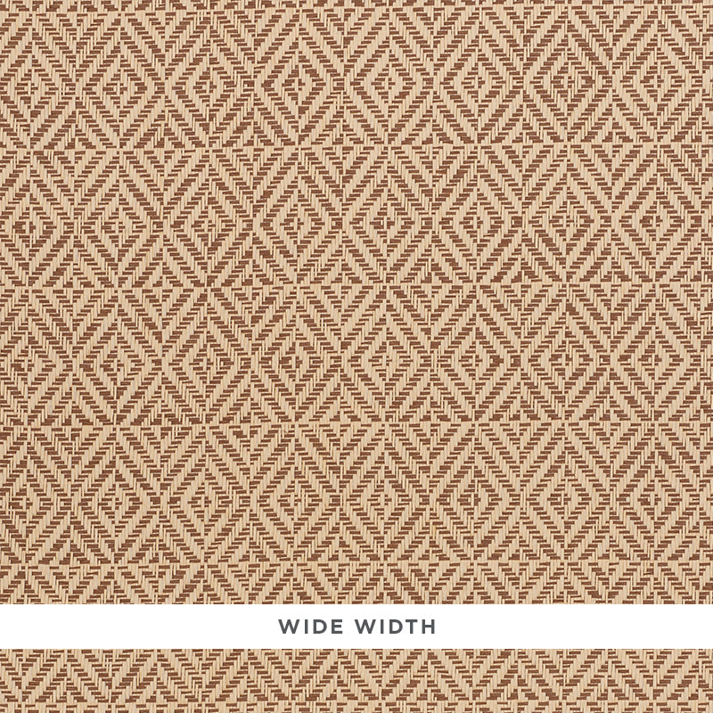 JUBILEE PAPERWEAVE brown woven geometric wallcovering by Schumacher, shown in close-up and room setting.