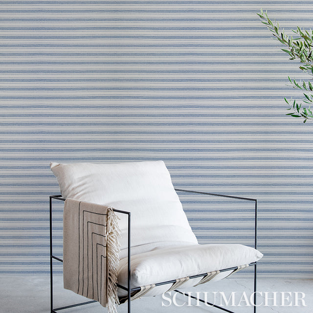 Oxnard Paperweave Ivory Woven Stripe Wallpaper – Schumacher 5011300