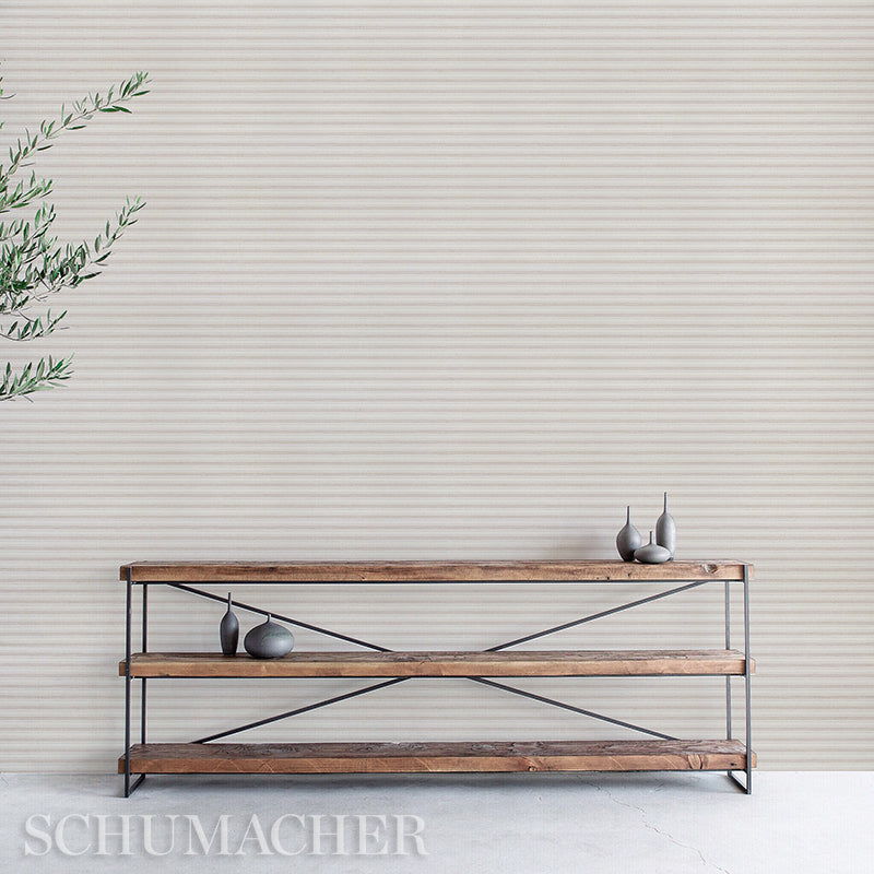 Oxnard Linen Paperweave Natural by Schumacher Woven Stripe Wallpaper – Schumacher 5011310